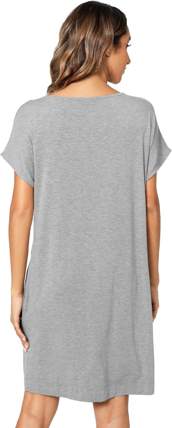 imageWiWi Womens Bamboo Viscose Nightgowns Soft Short Sleeve Sleep Shirt Lightweight Cool Nightshirt Pajama Dress SXXLBheather Grey