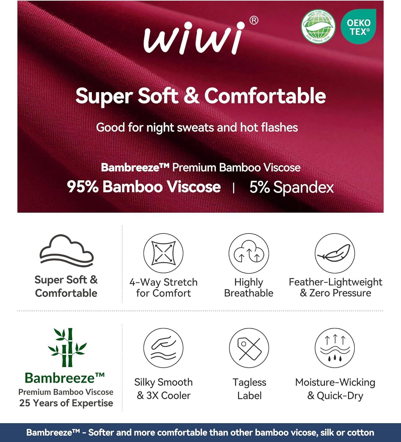 imageWiWi Womens Bamboo Viscose Nightgowns Soft Short Sleeve Sleep Shirt Lightweight Cool Nightshirt Pajama Dress SXXLBwine Red