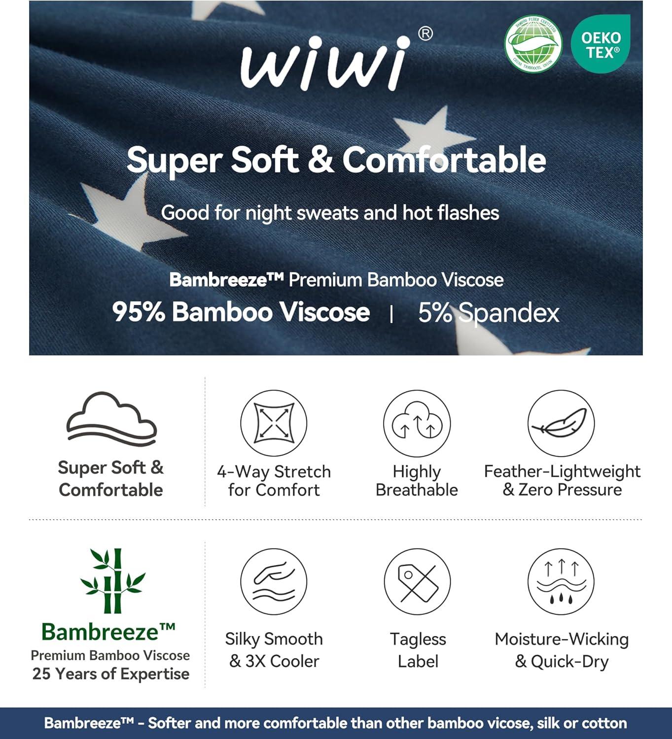 imageWiWi Womens Bamboo Viscose Nightgowns Soft Short Sleeve Sleep Shirt Lightweight Cool Nightshirt Pajama Dress SXXLCdark Navy Star