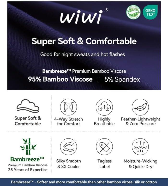 imageWiWi Womens Bamboo Viscose Nightgowns Soft Short Sleeve Sleep Shirt Lightweight Cool Nightshirt Pajama Dress SXXLNavy