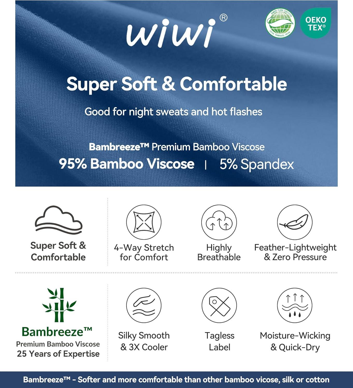 imageWiWi Womens Bamboo Viscose Nightgowns Soft Short Sleeve Sleep Shirt Lightweight Cool Nightshirt Pajama Dress SXXLPrussian Blue