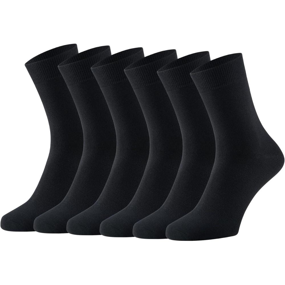 imageWiWi Mens Crew Socks Viscose Bamboo Moisture Wicking Dress Socks Solid Soft Breathable Casual Sock 6 PairsBlack 6 Pairs