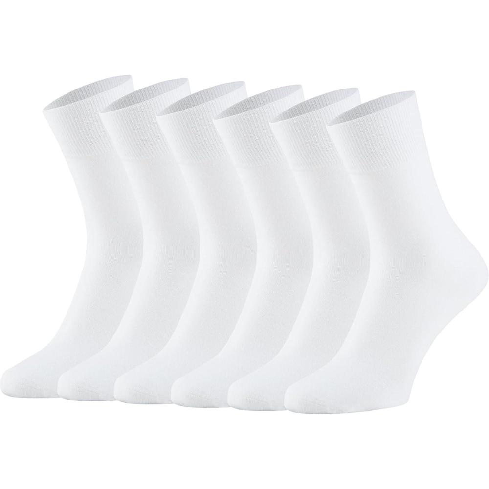 imageWiWi Mens Crew Socks Viscose Bamboo Moisture Wicking Dress Socks Solid Soft Breathable Casual Sock 6 PairsWhite 6 Pairs