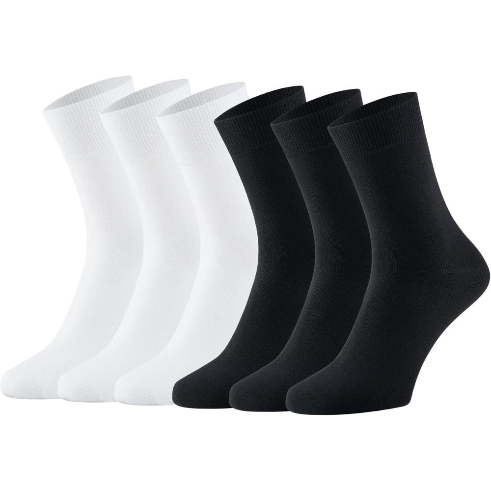 imageWiWi Mens Crew Socks Viscose Bamboo Moisture Wicking Dress Socks Solid Soft Breathable Casual Sock 6 PairsWhiteblack 6 Pairs
