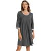 imageWiWi Nightgowns Viscose from Bamboo for Women Soft 34 Sleeve Sleep Shirts Scoop Neck Pleated Pajamas Nightshirts SXXLCharcoal Heather