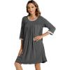 imageWiWi Nightgowns Viscose from Bamboo for Women Soft 34 Sleeve Sleep Shirts Scoop Neck Pleated Pajamas Nightshirts SXXLCharcoal Heather