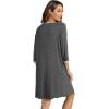imageWiWi Nightgowns Viscose from Bamboo for Women Soft 34 Sleeve Sleep Shirts Scoop Neck Pleated Pajamas Nightshirts SXXLCharcoal Heather