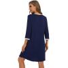 imageWiWi Nightgowns Viscose from Bamboo for Women Soft 34 Sleeve Sleep Shirts Scoop Neck Pleated Pajamas Nightshirts SXXLNavy