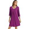 imageWiWi Nightgowns Viscose from Bamboo for Women Soft 34 Sleeve Sleep Shirts Scoop Neck Pleated Pajamas Nightshirts SXXLPurplish Red