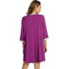 imageWiWi Nightgowns Viscose from Bamboo for Women Soft 34 Sleeve Sleep Shirts Scoop Neck Pleated Pajamas Nightshirts SXXLPurplish Red