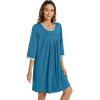 imageWiWi Nightgowns Viscose from Bamboo for Women Soft 34 Sleeve Sleep Shirts Scoop Neck Pleated Pajamas Nightshirts SXXLTeal Blue