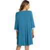 imageWiWi Nightgowns Viscose from Bamboo for Women Soft 34 Sleeve Sleep Shirts Scoop Neck Pleated Pajamas Nightshirts SXXLTeal Blue