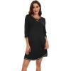 imageWiWi Nightgowns for Women 34 Sleeve Sleep Shirts Soft Pajamas Gowns Viscose from Bamboo Nightwear SXXLBlack