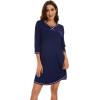 imageWiWi Nightgowns for Women 34 Sleeve Sleep Shirts Soft Pajamas Gowns Viscose from Bamboo Nightwear SXXLNavy