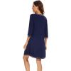 imageWiWi Nightgowns for Women 34 Sleeve Sleep Shirts Soft Pajamas Gowns Viscose from Bamboo Nightwear SXXLNavy