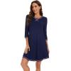 imageWiWi Nightgowns for Women 34 Sleeve Sleep Shirts Soft Pajamas Gowns Viscose from Bamboo Nightwear SXXLNavy