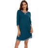 imageWiWi Nightgowns for Women 34 Sleeve Sleep Shirts Soft Pajamas Gowns Viscose from Bamboo Nightwear SXXLPeacock Blue