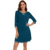 imageWiWi Nightgowns for Women 34 Sleeve Sleep Shirts Soft Pajamas Gowns Viscose from Bamboo Nightwear SXXLPeacock Blue