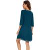 imageWiWi Nightgowns for Women 34 Sleeve Sleep Shirts Soft Pajamas Gowns Viscose from Bamboo Nightwear SXXLPeacock Blue