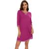 imageWiWi Nightgowns for Women 34 Sleeve Sleep Shirts Soft Pajamas Gowns Viscose from Bamboo Nightwear SXXLRose Red
