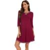 imageWiWi Nightgowns for Women 34 Sleeve Sleep Shirts Soft Pajamas Gowns Viscose from Bamboo Nightwear SXXLWine