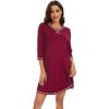imageWiWi Nightgowns for Women 34 Sleeve Sleep Shirts Soft Pajamas Gowns Viscose from Bamboo Nightwear SXXLWine