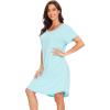 imageWiWi Womens Bamboo Viscose Nightgowns Soft Short Sleeve Sleep Shirt Lightweight Cool Nightshirt Pajama Dress SXXLAaqua
