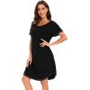 imageWiWi Womens Bamboo Viscose Nightgowns Soft Short Sleeve Sleep Shirt Lightweight Cool Nightshirt Pajama Dress SXXLAblack