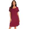 imageWiWi Womens Bamboo Viscose Nightgowns Soft Short Sleeve Sleep Shirt Lightweight Cool Nightshirt Pajama Dress SXXLAwine
