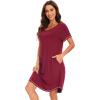 imageWiWi Womens Bamboo Viscose Nightgowns Soft Short Sleeve Sleep Shirt Lightweight Cool Nightshirt Pajama Dress SXXLAwine