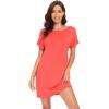 imageWiWi Womens Bamboo Viscose Nightgowns Soft Short Sleeve Sleep Shirt Lightweight Cool Nightshirt Pajama Dress SXXLBcoral