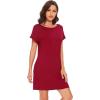 imageWiWi Womens Bamboo Viscose Nightgowns Soft Short Sleeve Sleep Shirt Lightweight Cool Nightshirt Pajama Dress SXXLBwine Red