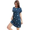 imageWiWi Womens Bamboo Viscose Nightgowns Soft Short Sleeve Sleep Shirt Lightweight Cool Nightshirt Pajama Dress SXXLCdark Navy Star