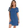 imageWiWi Womens Bamboo Viscose Nightgowns Soft Short Sleeve Sleep Shirt Lightweight Cool Nightshirt Pajama Dress SXXLPrussian Blue