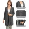 imageWiWi Womens Cardigan Bamboo Viscose Open Front Sweater Lightweight Knit Long Duster Coat with Pockets SXXLCharcoal Heather