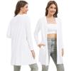 imageWiWi Womens Cardigan Bamboo Viscose Open Front Sweater Lightweight Knit Long Duster Coat with Pockets SXXLRaw White