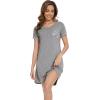 imageWiWi Womens Viscose Bamboo Nightgowns Casual Short Sleeve Sleepwear Scoop Neck Nightshirts SXXL Taro Purple SmallHeather Grey