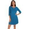 imageWiWi Nightgowns for Women 34 Sleeve Sleep Shirts Soft Pajamas Gowns Viscose from Bamboo Nightwear SXXLTeal Blue