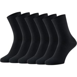 imageWiWi Mens Crew Socks Viscose Bamboo Moisture Wicking Dress Socks Solid Soft Breathable Casual Sock 6 PairsBlack 6 Pairs