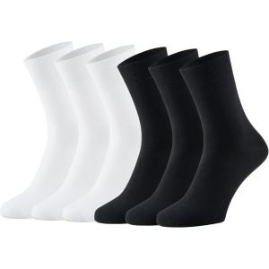 imageWiWi Mens Crew Socks Viscose Bamboo Moisture Wicking Dress Socks Solid Soft Breathable Casual Sock 6 PairsWhiteblack 6 Pairs