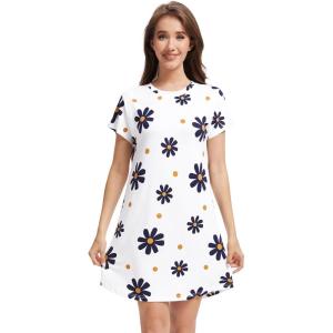 imageWiWi Womens Bamboo Viscose Nightgowns Soft Short Sleeve Sleep Shirt Lightweight Cool Nightshirt Pajama Dress SXXLCdaisy