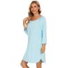imageWiWi Viscose from Bamboo Nightgowns for Women 34 Sleeves Sleep Shirts Soft Nightshirts Night Gowns Sleepwear SXXLAqua