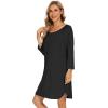 imageWiWi Viscose from Bamboo Nightgowns for Women 34 Sleeves Sleep Shirts Soft Nightshirts Night Gowns Sleepwear SXXLBlack