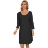 imageWiWi Viscose from Bamboo Nightgowns for Women 34 Sleeves Sleep Shirts Soft Nightshirts Night Gowns Sleepwear SXXLBlack