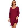imageWiWi Viscose from Bamboo Nightgowns for Women 34 Sleeves Sleep Shirts Soft Nightshirts Night Gowns Sleepwear SXXLWine