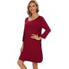 imageWiWi Viscose from Bamboo Nightgowns for Women 34 Sleeves Sleep Shirts Soft Nightshirts Night Gowns Sleepwear SXXLWine