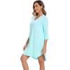 imageWiWi Womens Nightgown 34 Sleeve Night Shirt V Neck Sleepshirt Soft Pajama Dress Ladies Rayon Sleep Gown SXXLAqua