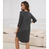 imageWiWi Womens Nightgown 34 Sleeve Night Shirt V Neck Sleepshirt Soft Pajama Dress Ladies Rayon Sleep Gown SXXLCharcoal Heather