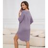 imageWiWi Womens Nightgown 34 Sleeve Night Shirt V Neck Sleepshirt Soft Pajama Dress Ladies Rayon Sleep Gown SXXLViolet