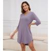 imageWiWi Womens Nightgown 34 Sleeve Night Shirt V Neck Sleepshirt Soft Pajama Dress Ladies Rayon Sleep Gown SXXLViolet